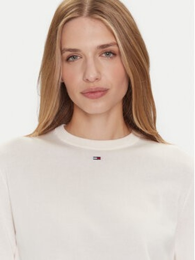 Tommy Jeans Sweter Essential DW0DW20159 Écru Regular Fit