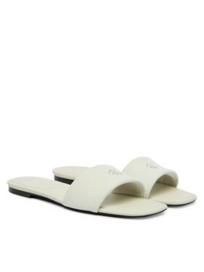 Calvin Klein Klapki Square Flat Sndl Canvas Hw HW0HW03129 Biały