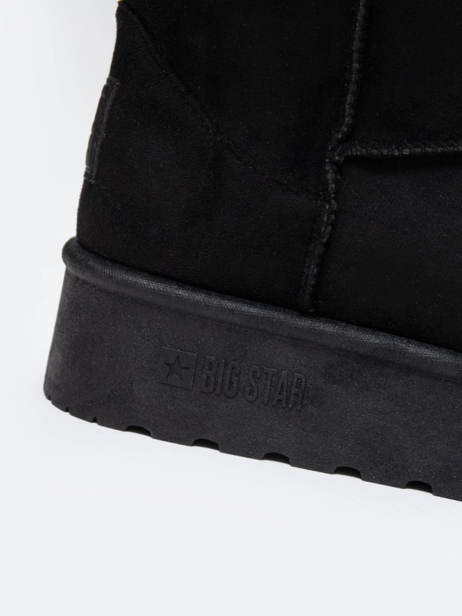 śniegowce damskie na podwyższonej podeszwie wsuwane czarne OO274898 906