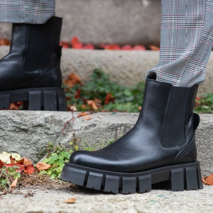 Czarne Botki Nessi Ocieplane Skórzane Buty Damskie