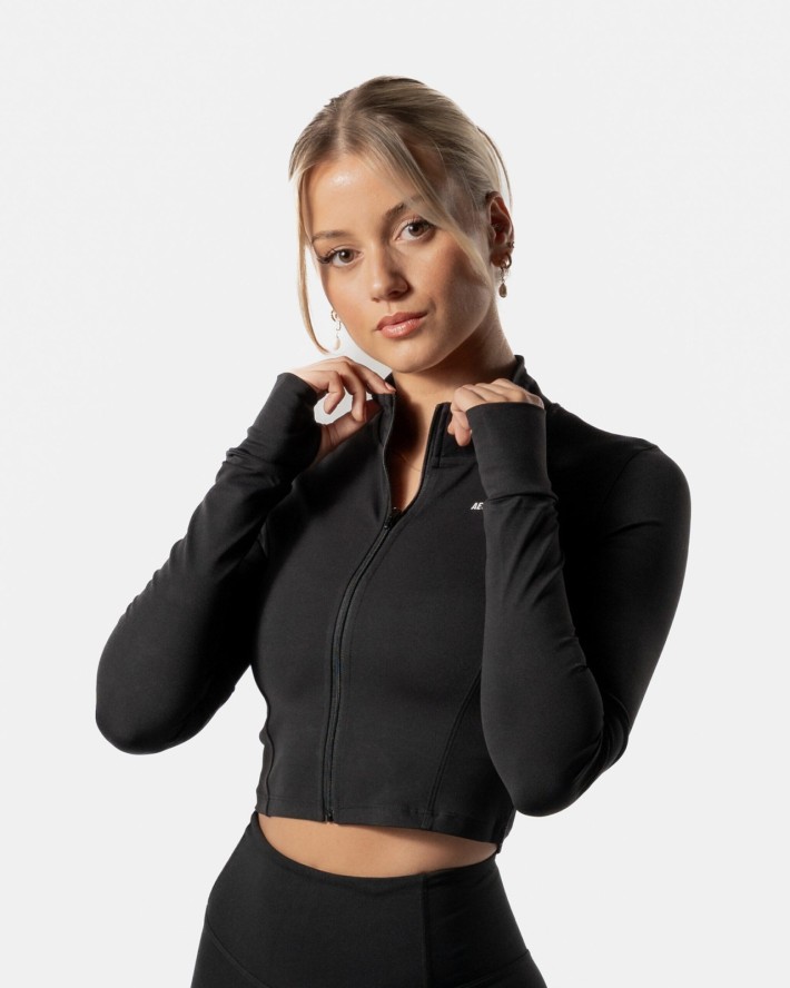Damska krótka bluza rozpinana LuxForm na fitness i pilates – czarny