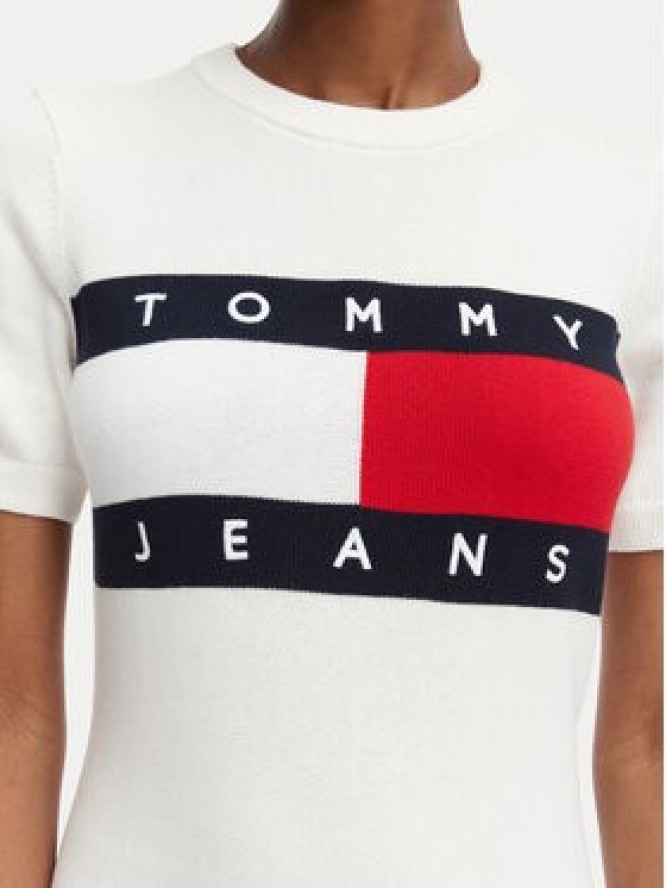 Tommy Jeans Sukienka codzienna Flag DW0DW22853 Biały Slim Fit