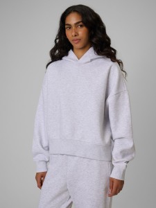 4F Bluza dresowa regular z kapturem damska - szara L