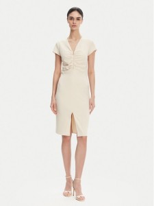 Rinascimento Sukienka koktajlowa CFC0123774003 Beżowy Regular Fit