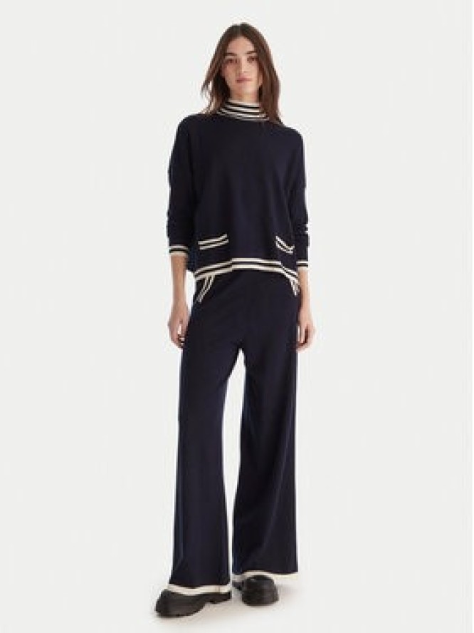 Gaudi Spodnie dzianinowe 521BD23001 Granatowy Wide Leg