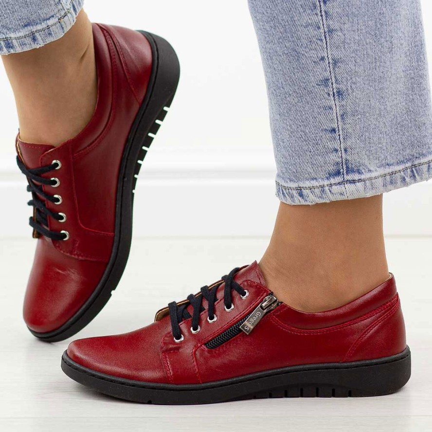 Czerwone Polskie półbuty damskie Gregors 747