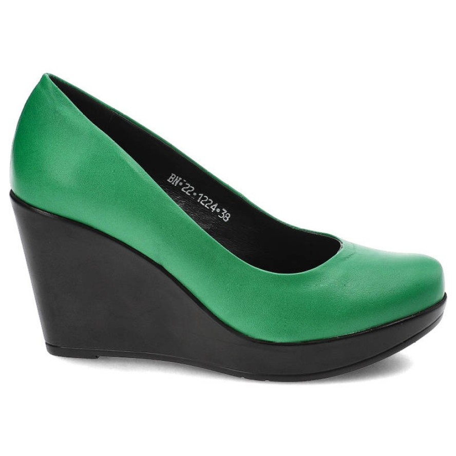 Zielone Czółenka Karino Damskie Półbuty Na Koturnie