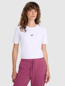 4F Crop-top slim gładki damski - biały L