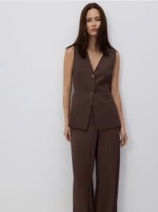 Długa kamizelka z wiskozą - brązowy