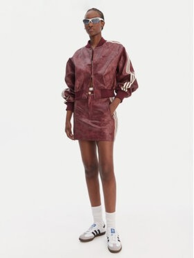 adidas Kurtka z imitacji skóry Pleather KD8792 Bordowy Oversize