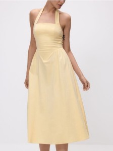 Bawełniana sukienka midi - jasnożółty