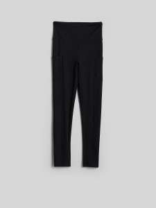 4F Legginsy z prążkowanej dzianiny damskie - czarne XS