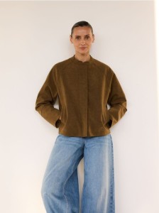 Kurtka z imitacji zamszu - ciemnozielony