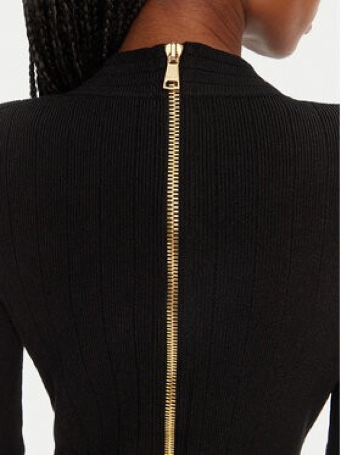 Balmain Sukienka dzianinowa DF1R8059KB07 Czarny Regular Fit