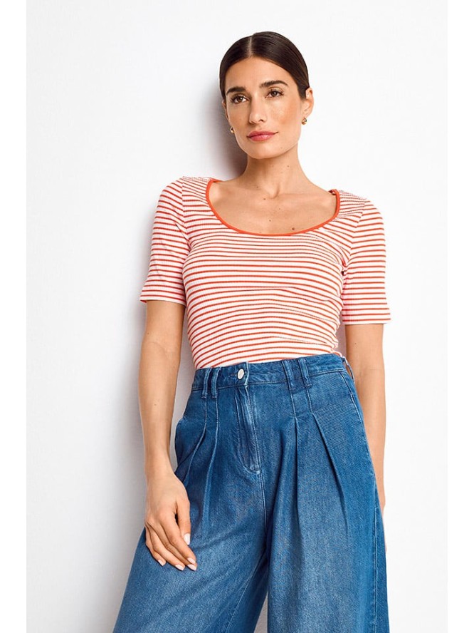 Rich & Royal Koszulka w kolorze biało-pomarańczowym rozmiar: XS