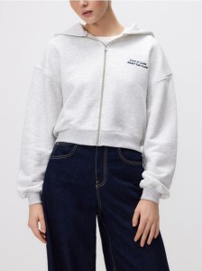 Rozpinana bluza z kapturem - jasnoszary