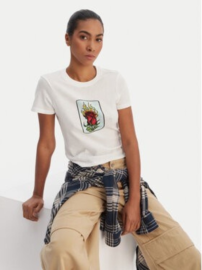 RVCA T-Shirt 23B353502 Biały Regular Fit