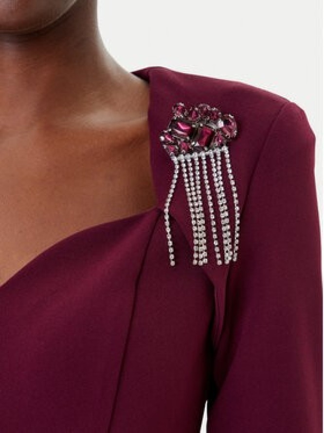 Rinascimento Sukienka wieczorowa CFC0125271003 Bordowy Slim Fit