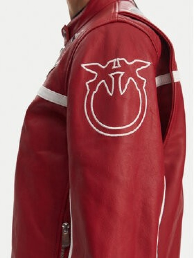 PINKO Kurtka skórzana 105296 Bordowy Regular Fit