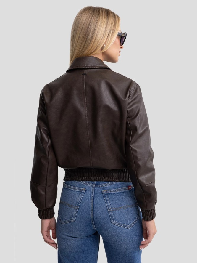 Kurtka damska ze skóry ekologicznej brązowa Merryna 804