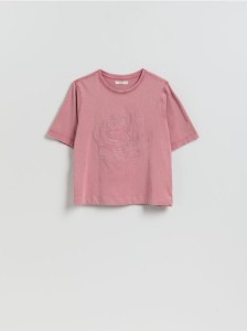 T-shirt z połyskującymi aplikacjami - jasnofioletowy