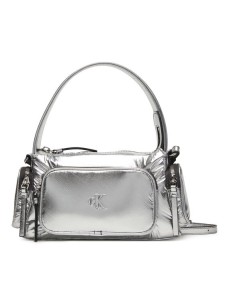 Calvin Klein Torebka Pocket Silver Nylon Small Bag LV04F3443G Srebrny