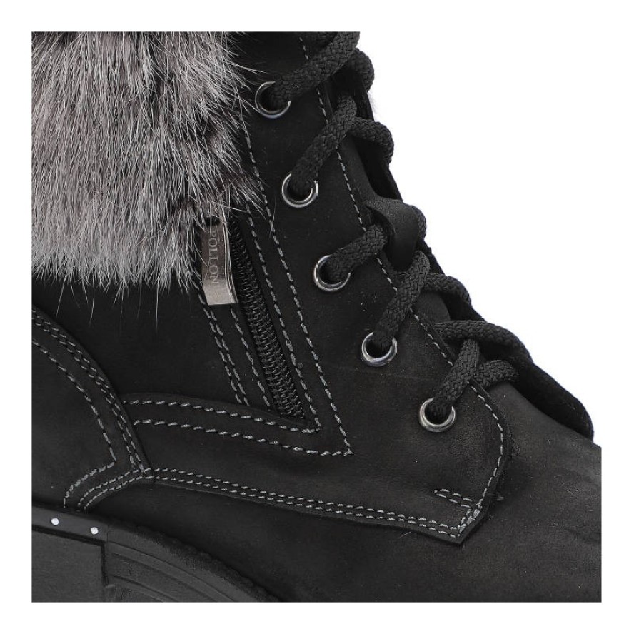 Czarne Botki Damskie Pollonus Ocieplane Obuwie