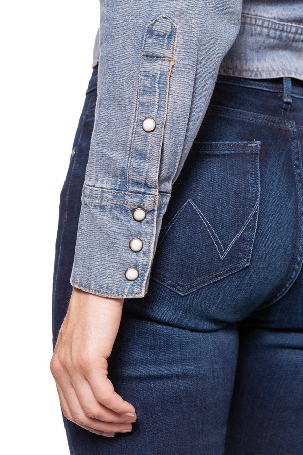 DAMSKA KURTKA JEANSOWA WRANGLER SHACKET PINK TINT W5254LWYX 112129396