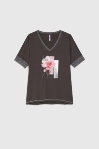 Bluzka z nadrukiem brązowa