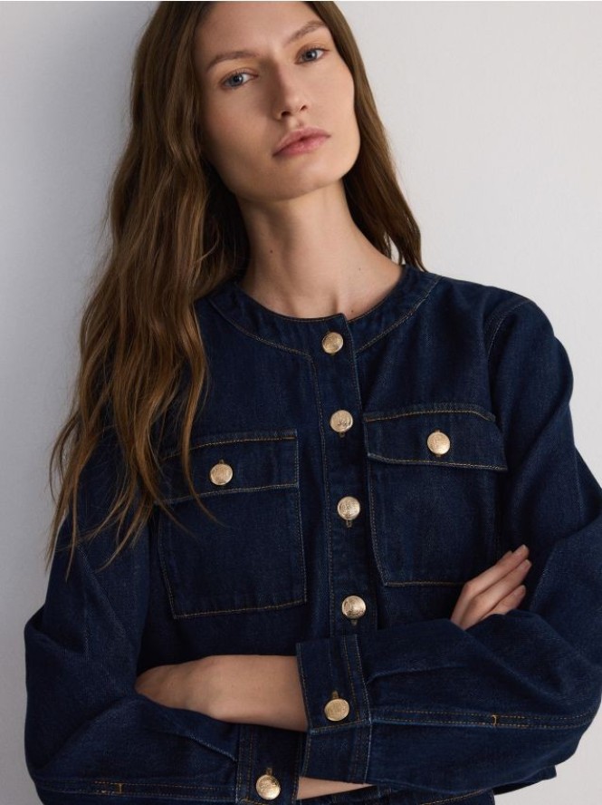 Jeansowa marynarka - granatowy