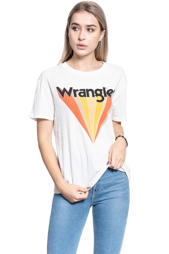 T-SHIRT DAMSKI WRANGLER BOYFRIEND TEE OFFWHITE W7019EA02 112130896