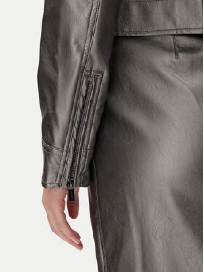 DKNY Kurtka z imitacji skóry P4JJ6XJA Srebrny Regular Fit