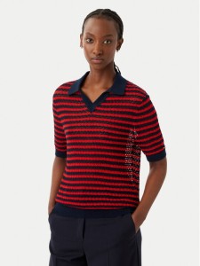 Tommy Hilfiger Polo Pointelle WW0WW50060 Czerwony Regular Fit