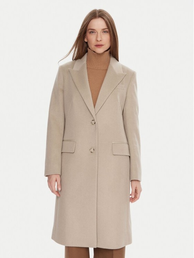 BOSS Płaszcz wełniany Classin 50548371 Beżowy Regular Fit