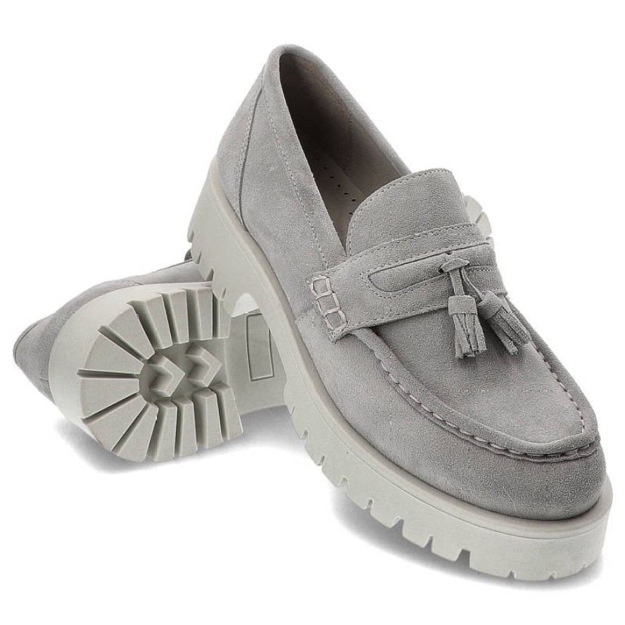Szare Mokasyny Nessi Damskie Modne Buty