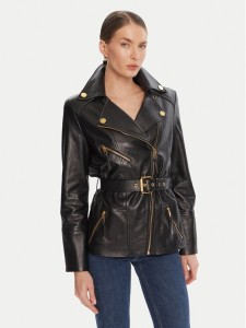 Elisabetta Franchi Kurtka skórzana GD-50Z-56E2-V1350 Czarny Regular Fit