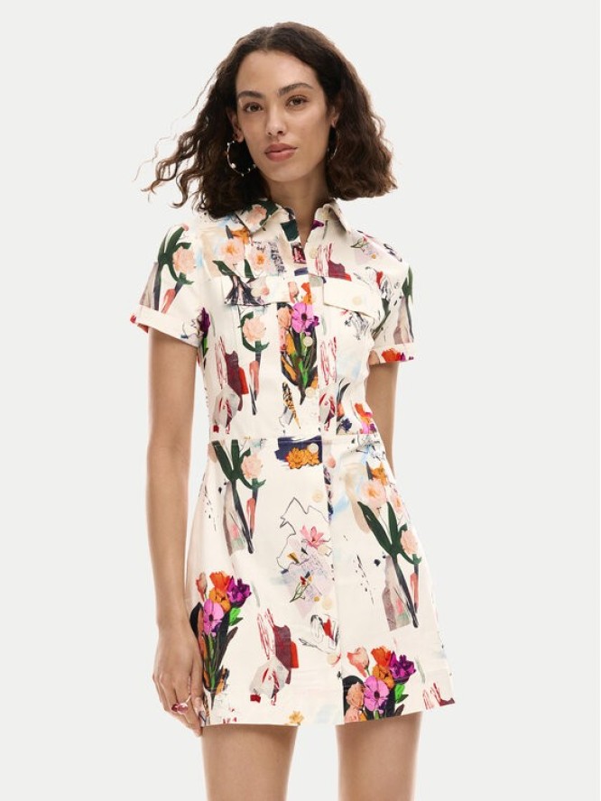 Desigual Sukienka koszulowa Fini 26SWVW48 Écru Regular Fit