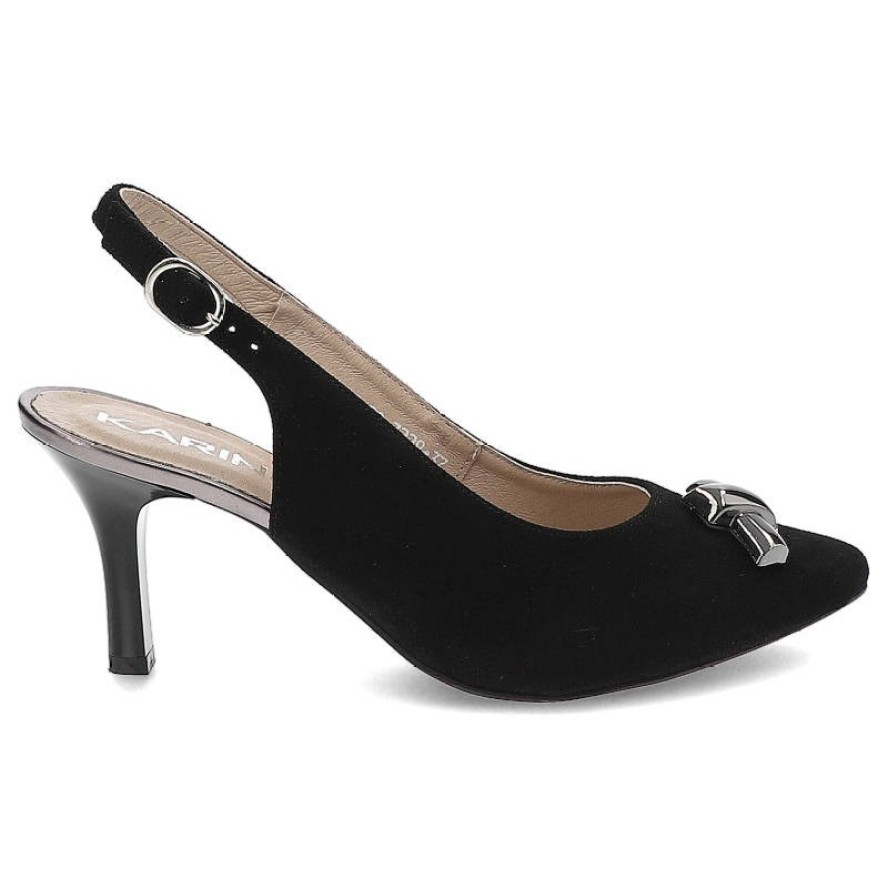 Czarne Sandały Karino Eleganckie Skórzane Buty