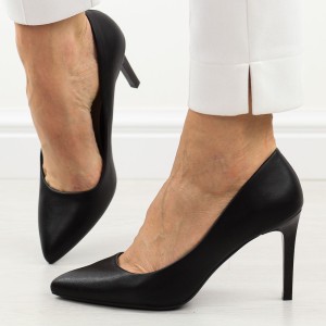 Czarne pu szpilki damskie Sergio Leone 1339