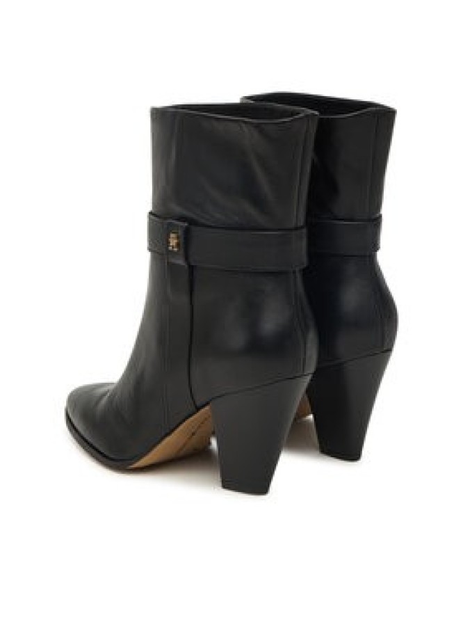 Tommy Hilfiger Botki Th T-Strap Leather Pointy Bootie FW0FW08984 Czarny