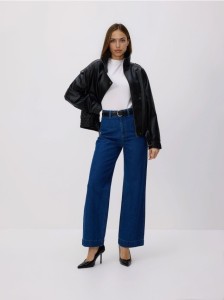 Jeansy z szeroką nogawką - niebieski