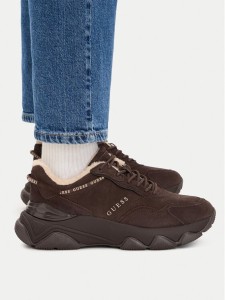 Guess Sneakersy FLFMI3 SUE12 Brązowy ciemny