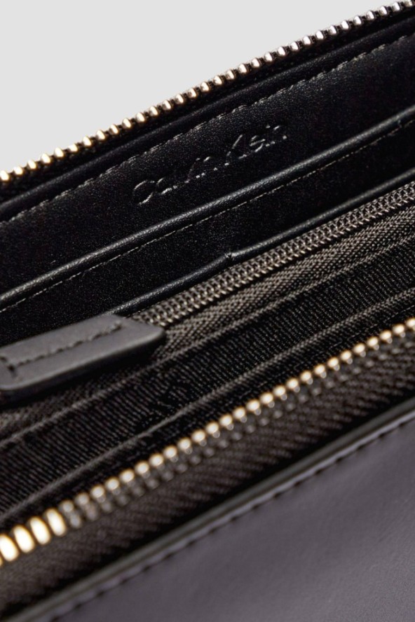 CALVIN KLEIN Duży czarny damski portfel na zamek