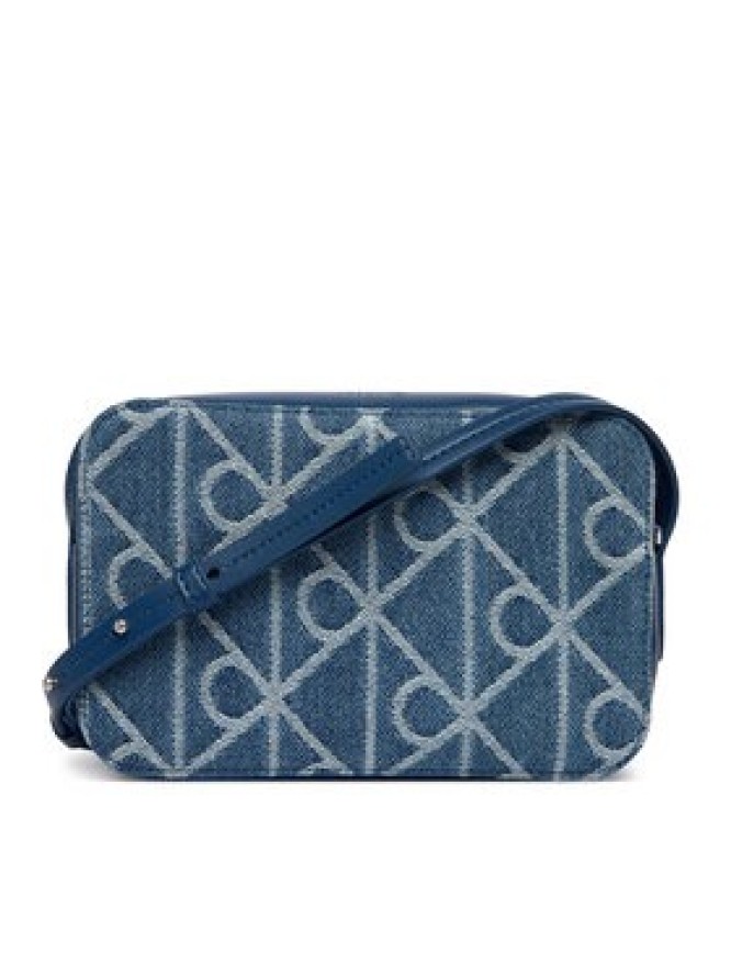 Calvin Klein Torebka Emblem Aop Denim Camera Bag LV04F3430G Niebieski