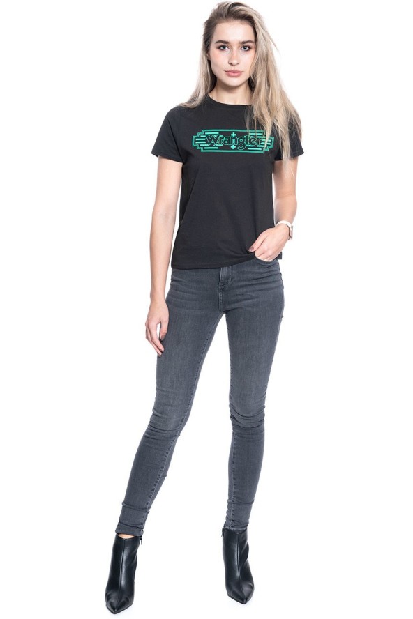 DAMSKI T-SHIRT WRANGLER SS GRAPHIC TEE FADED BLACK W7Z4EVXV6 112132172