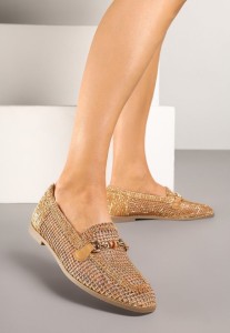 Brązowe Ażurowe Mokasyny Loafersy z Klamrą Koliswena