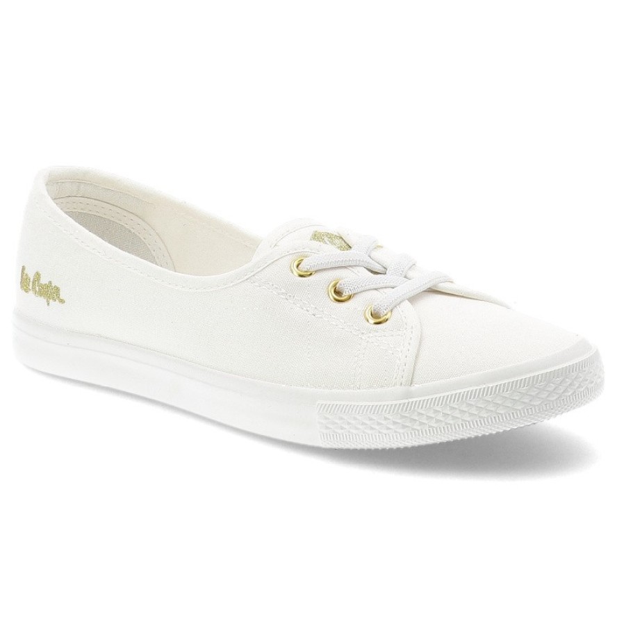 Trampki damskie Lee Cooper, cholewka z materiału tekstylnego elastyczne sznurówki na płaskiej podeszwie, białe, LCW-26-02-4043L SVL-395