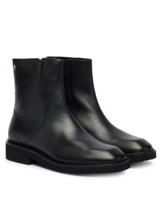 Tommy Hilfiger Botki Th Square Toe Leather Bootie FW0FW09046 Czarny