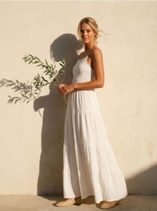 Letnia sukienka maxi - kremowy