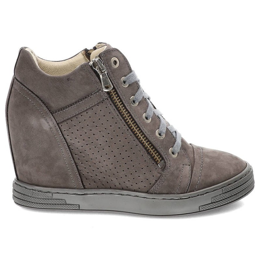 Szare Botki Baldaccini Damskie Buty Na Koturnie